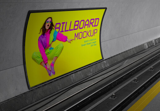 Curved Subway Billboard Mockup