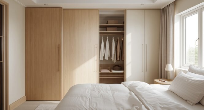 Functional spare room space prepared for guests including ample closet and peaceful setting