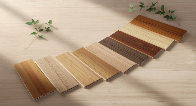 Assortment of natural wood style SPC and vinyl floor panels for contemporary home improvements