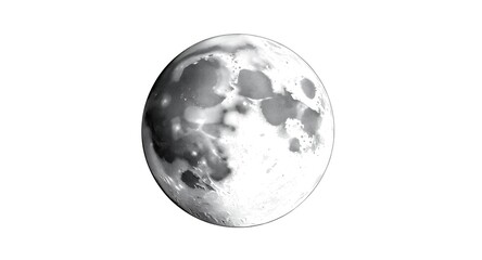 Fototapeta premium Black and white detailed lunar drawing with simple white backdrop for clarity