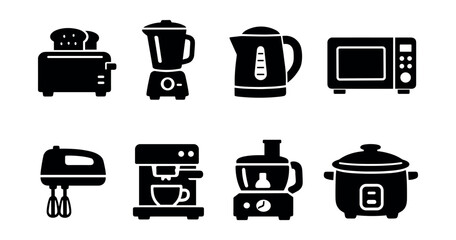 Plakat Kitchen appliances silhouette icons set