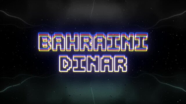 Bahraini Dinar Neon text with retro background