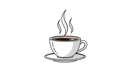 Obraz premium Hot Steaming Coffee Cup on Saucer, isolated white background