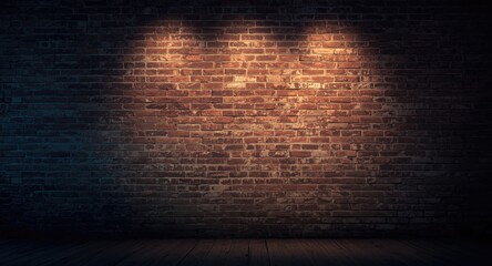 brick wall backdrop with intense spotlight illumination