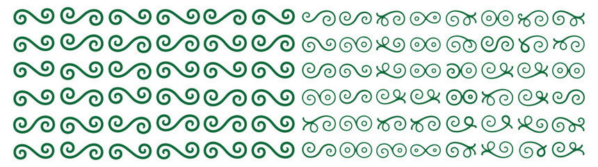 Decorative swirl and spiral vector silhouette set, perfect swirl for graphic design. Elegant shapes add a stylish touch to invitations, logos, tattoos, and art projects