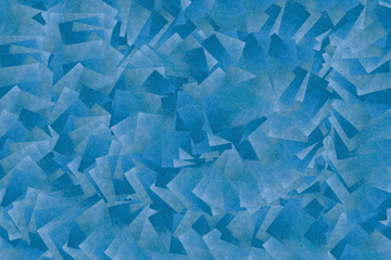 Abstract blue geometric pattern background with overlapping translucent squares and rectangles, textured paper effect