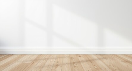 Bright white wall panel next to light oak wooden floorboards