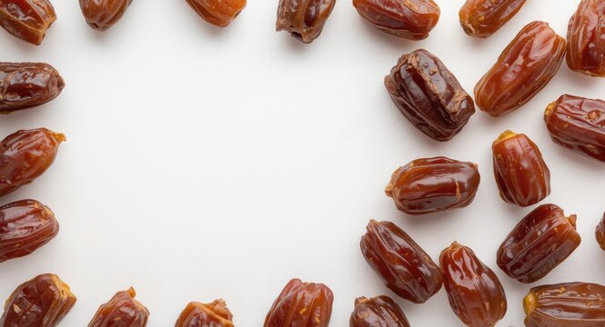 Khalas dates harvest shown on white background surface