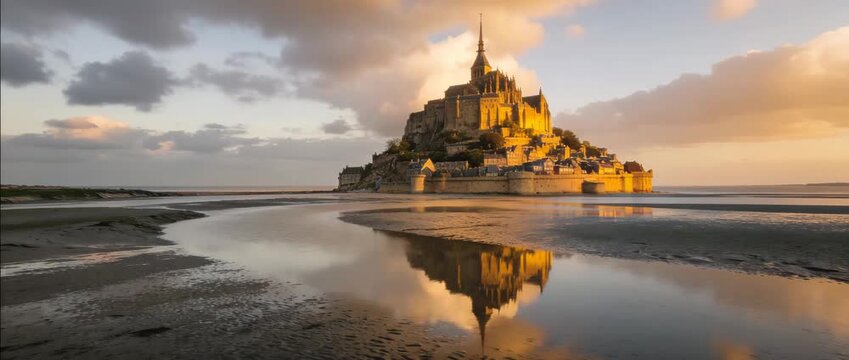 mont saint-michel morning light normandy france video