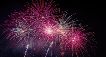 Fototapeta premium Abstract multicolor fractal background with bright fireworks for party events