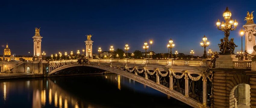 pont alexandre iii paris at night france dolly in video