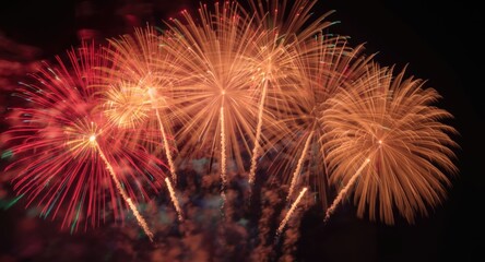 A grand fireworks celebration lighting the night with brilliant colors and shapes