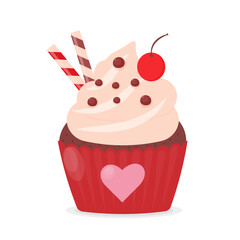 Cupcake Vector Illustration with Frosting