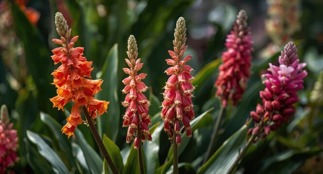 Exquisite botanical garden exhibit featuring robust Incarvillea Delavayi and hardy gloxinia blooms