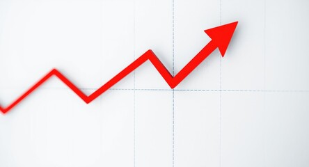 ETF growth graph displaying red arrow pointing to decrease