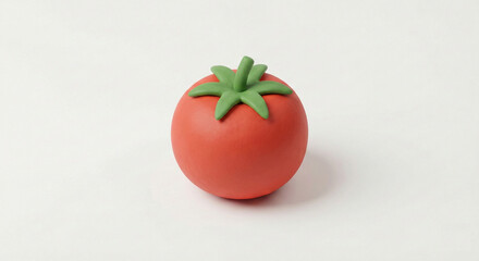 Cute 3D isometric icon of a red tomato, soft clay texture, matte finish