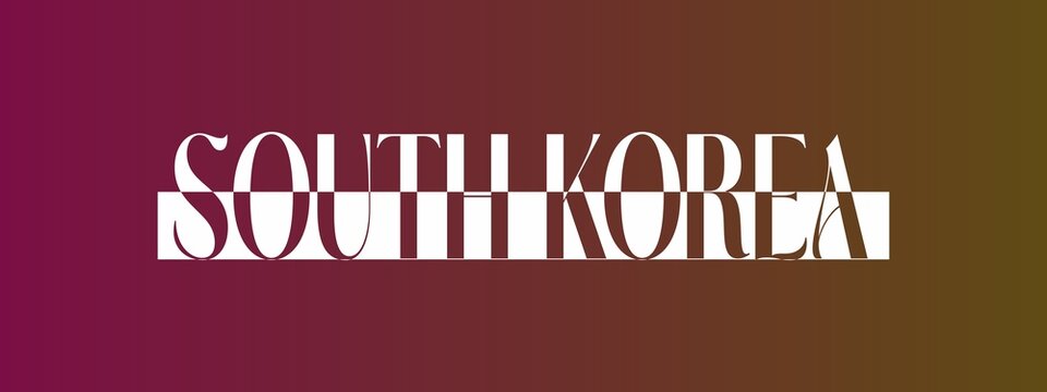 South Korea name isolated graffiti. South Korea typography. South Koria bold name. World's famous countries and cities' names illustration. Modern futuristic retro reverse graphic vector design.