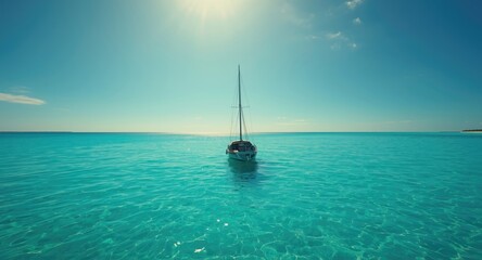 Fototapeta premium calm ocean scene enjoyed from a boat with radiant blue sky above