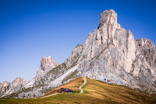South Tyrol, Italy. Passo Giau and Ra Gusela, Dolomites Mountains