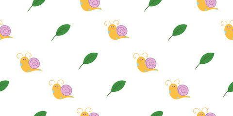 Seamless spring snail pattern vector  © Olha Ishchenko