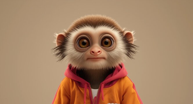 Cute slow loris monkey in sports outfit isolated illustration