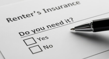 Obraz premium Renter Insurance Question Form Pen Checkbox