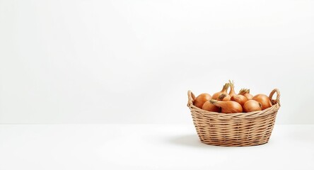 bright white backdrop emphasizing fresh onions with copy space