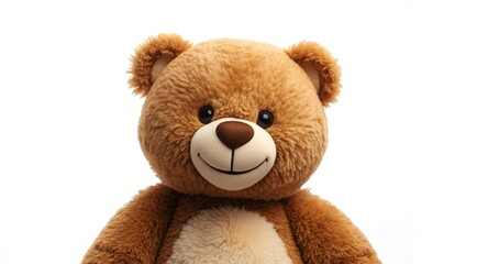 Obraz premium Happy teddy bear character centered on a plain white background