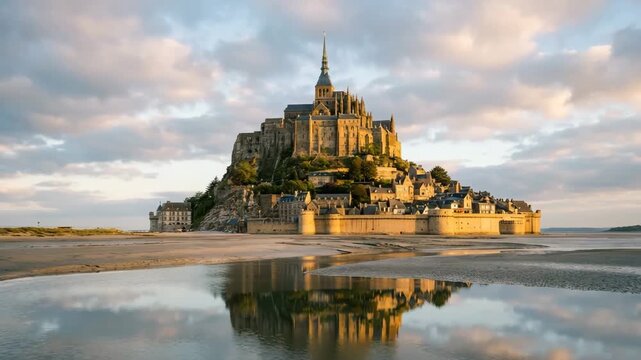 mont saint michel morning light normandy france video