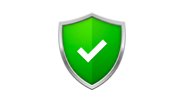 Green protection shield icon with white check mark
