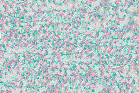 Abstract 3D stereogram pattern with hidden image, teal and pink geometric shapes on light background, optical illusion texture