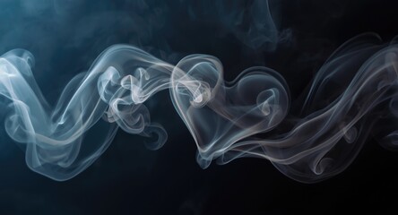 Fototapeta premium Heart shaped smoke combined with dynamic writhing gas and swirling steam overlays