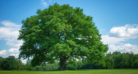 Obraz premium Eastern Cottonwood tree in vibrant green summer setting