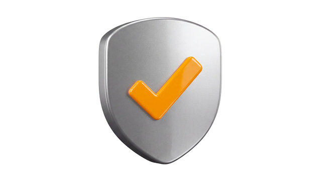 Silver security shield with check mark verification symbol
