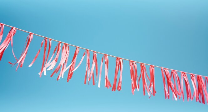 June festival scene with handcrafted Manjerico paper garland on striking blue background