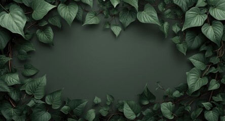 Fototapeta premium Classic ivy leaf frame template including copy space area
