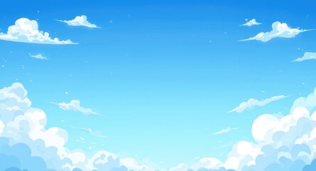 Fototapeta premium Lighthearted cartoon blue sky with fantasy cloud visuals and copy space area