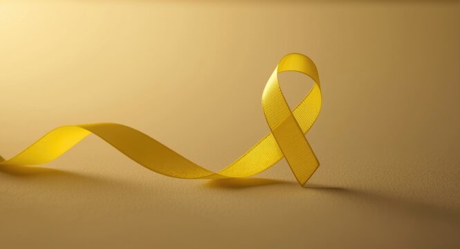 Bone and bladder disease awareness symbolized by Yellow Ribbon supporting pediatric patients