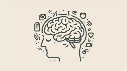 Mental Busy Brain Illustration &ndash; Overthinking & Daily Thoughts Concept Art