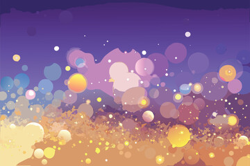 Fototapeta premium An intensely vibrant abstract background bursts with a myriad of colorful bokeh lights, predominantly warm orange and purple hues. 