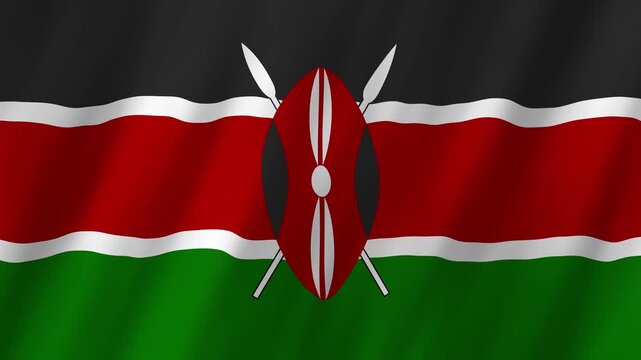 Kenya Flag Waving on Wind, Realistic 4K Background Animation