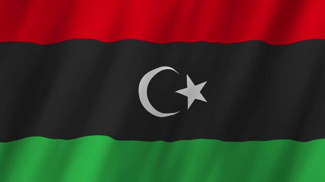 Libya Flag Waving on Wind, Realistic 4K Background Animation
