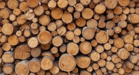 Bright mix of wood planks arranged in a storage area suitable for house building and furniture production