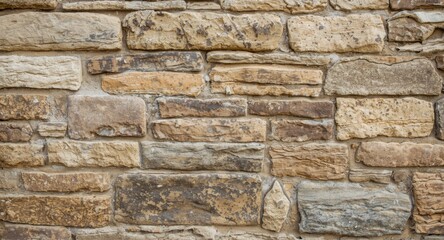 Obraz premium Closeup of masonry wall featuring textured cobblestone and flagstone rectangular bricks