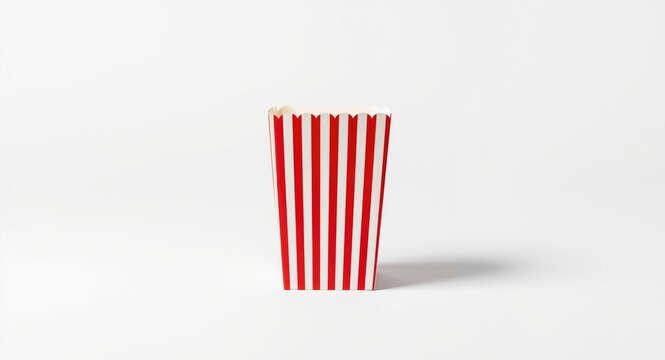Empty striped popcorn container isolated on a clean background
