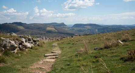 Obraz premium Charming countryside vistas along a historic hiking path