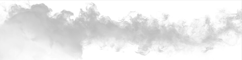 Fototapeta premium Grey smoke spreads through mist, steam, smoky fire burning flame, defining realistic atmospheric phenomena. Vapor swirls around cloud during storm surge, thunder echoing deep. PNG vector.