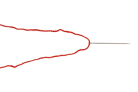 Threads on a white background. Selective focus. Isolate.