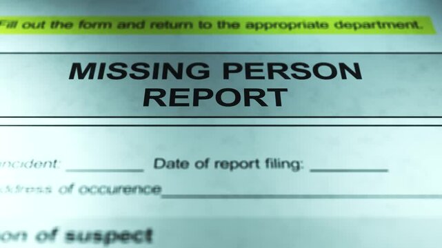Dramatic Lighting over Generic Missing Person Report Form