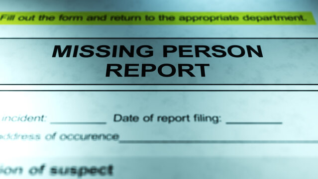 Dramatic Lighting over Generic Missing Person Report Form
